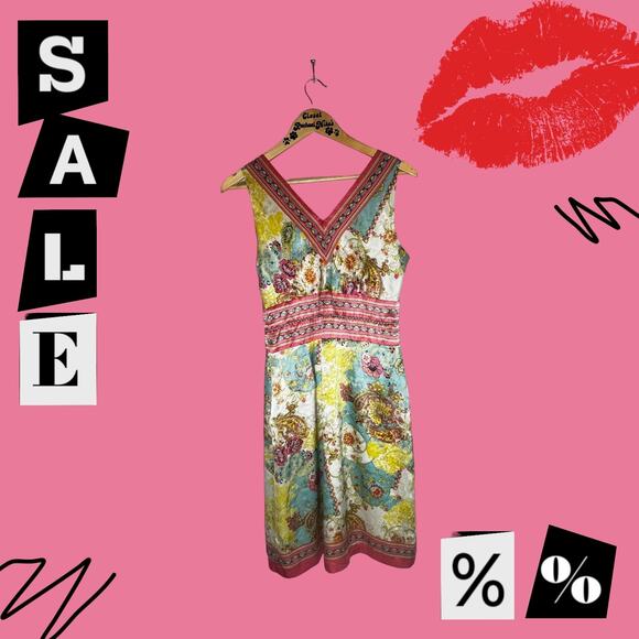 Women's Nicole by Nicole Miller Silk Floral Paisly Boho Chic Dress  Small / 6 - Picture 8 of 8